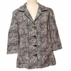 Chico’s Blazer Black/White Sz Large 3/4 Length Sleeve